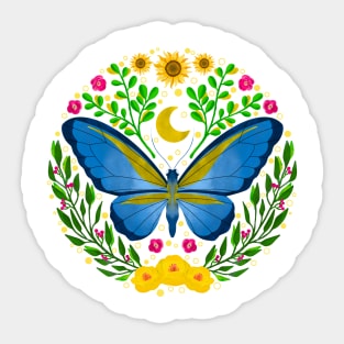 Flying Floral Butterfly Sticker